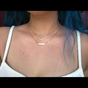 Brand new layered circle and bar choker